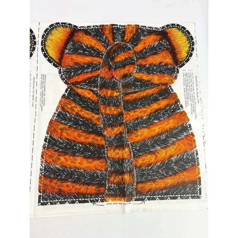 Vintage Multicolor Tiger Cut N Sew Two Panels Pillow 1960s Rare